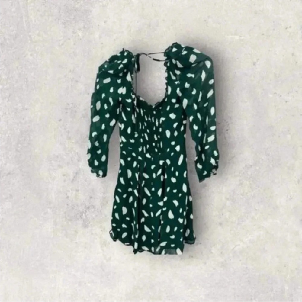 Reformation Remi Green Printed Dress Size 0
